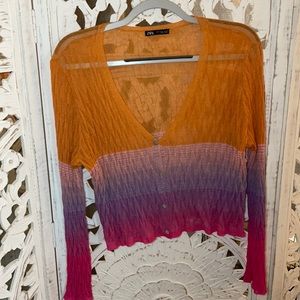 Zara cropped cardigan - sunset colors size L